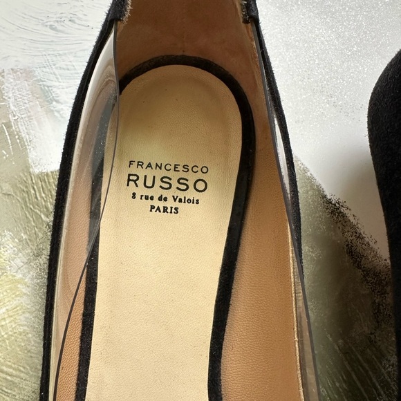 Francesco Russo Suede black & clear PVC pumps size 6.5 - Picture 4 of 14